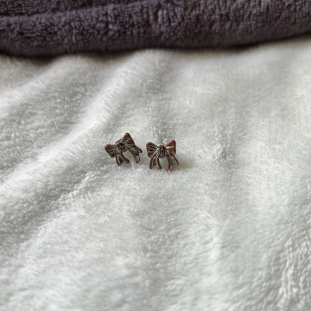 Silver Bow Stud Earrings